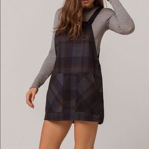 Sky and Sparrow plaid and navy overall dress✨